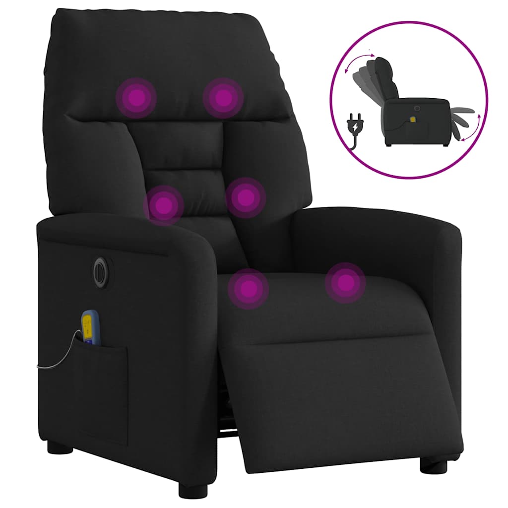 vidaXL Massagesessel Elektrisch Schwarz Stoff