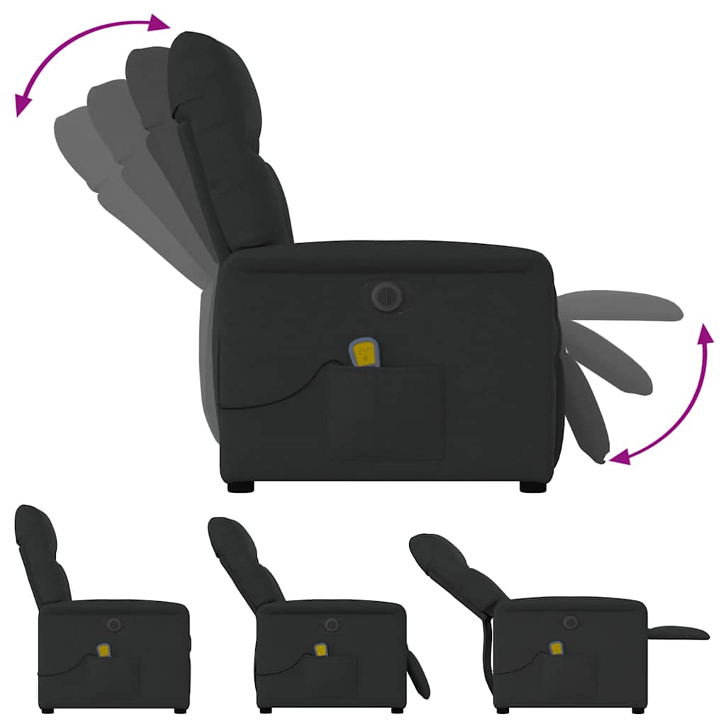 vidaXL Massagesessel Elektrisch Schwarz Stoff