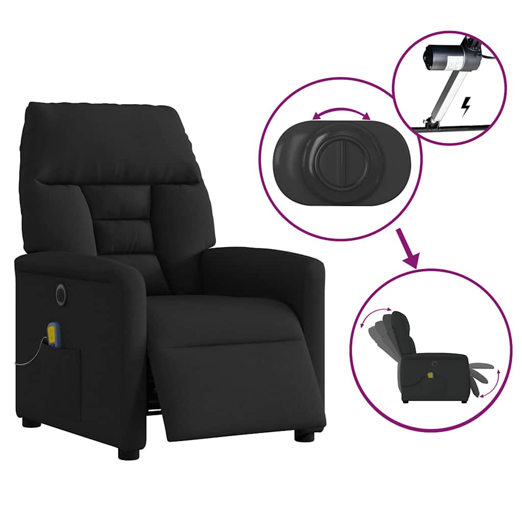 vidaXL Massagesessel Elektrisch Schwarz Stoff