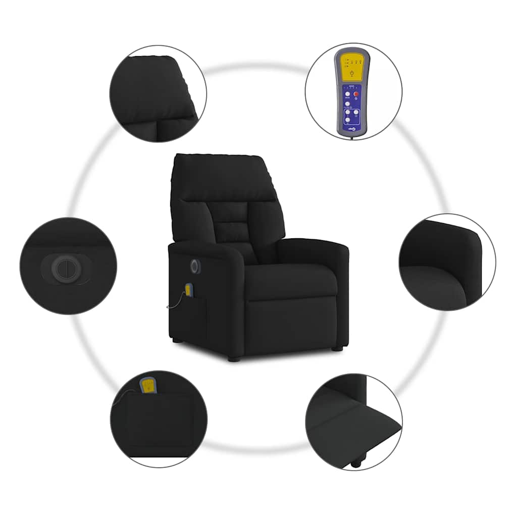 vidaXL Massagesessel Elektrisch Schwarz Stoff