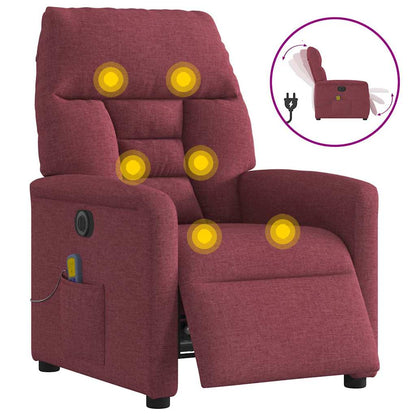 vidaXL Massagesessel Elektrisch Weinrot Stoff
