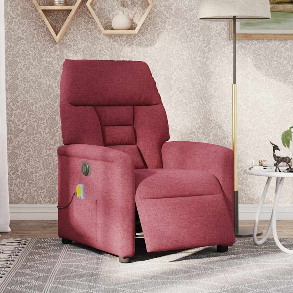 vidaXL Massagesessel Elektrisch Weinrot Stoff