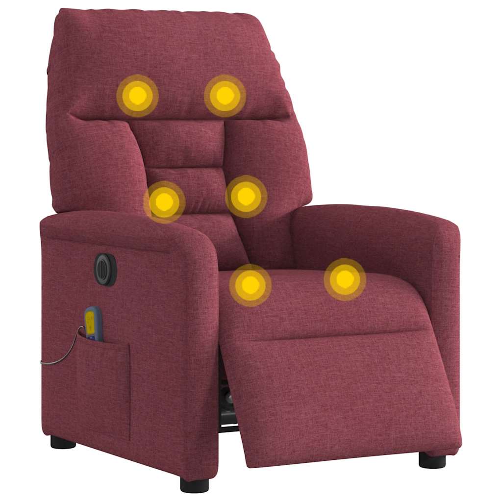 vidaXL Massagesessel Elektrisch Weinrot Stoff