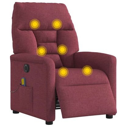 vidaXL Massagesessel Elektrisch Weinrot Stoff