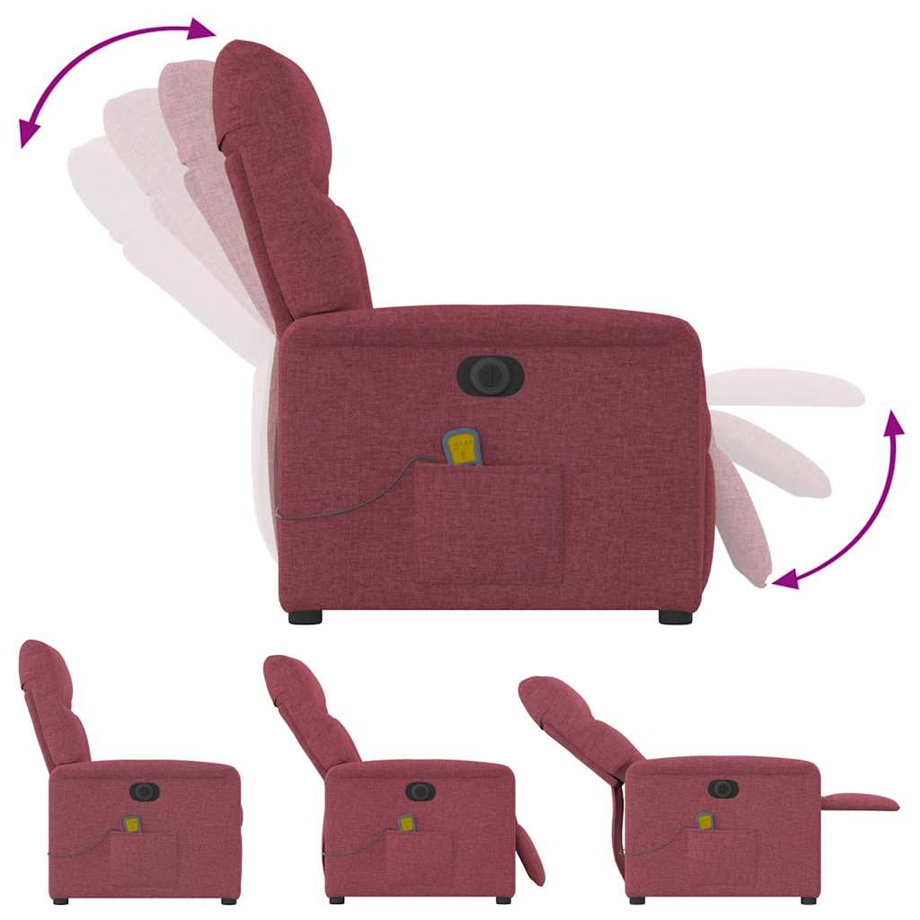 vidaXL Massagesessel Elektrisch Weinrot Stoff