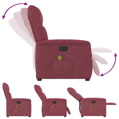 vidaXL Massagesessel Elektrisch Weinrot Stoff