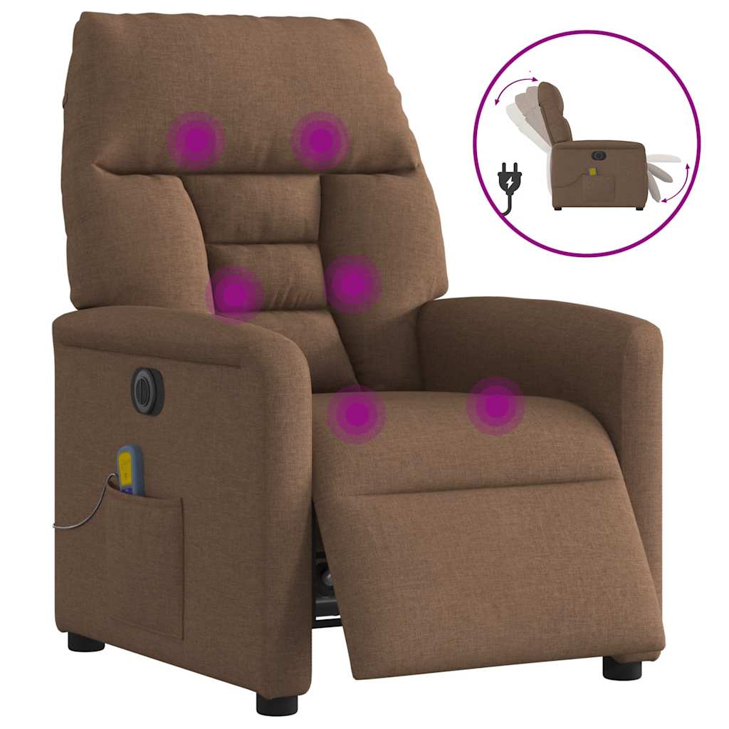 vidaXL Massagesessel Elektrisch Braun Stoff