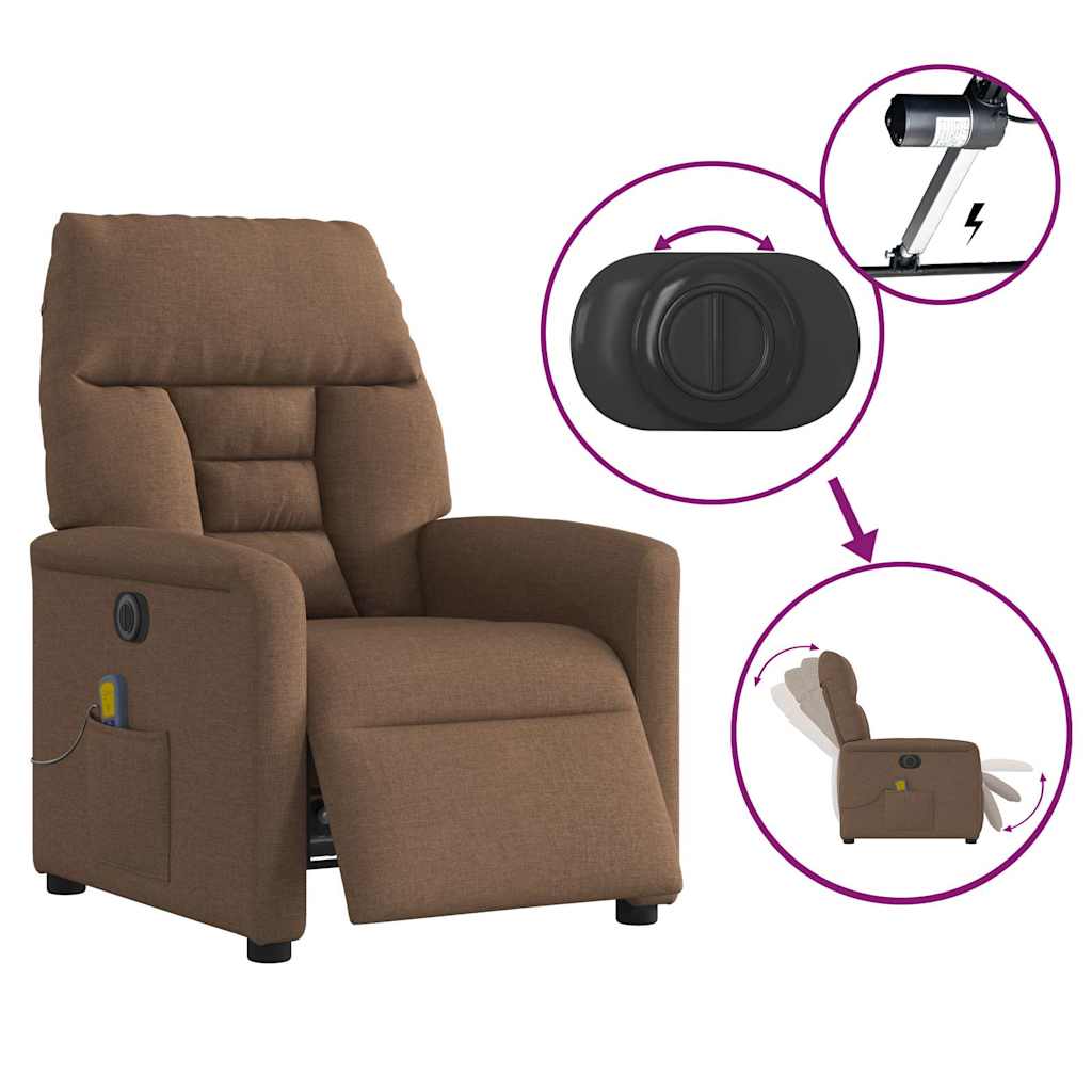 vidaXL Massagesessel Elektrisch Braun Stoff