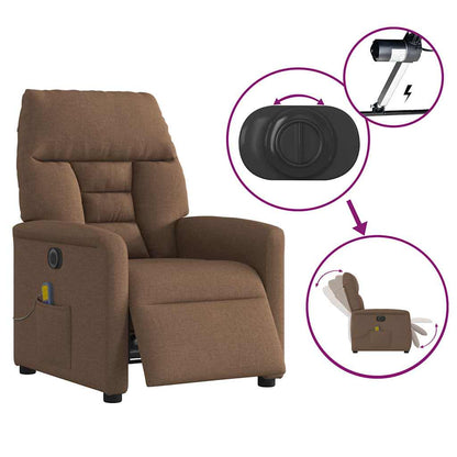 vidaXL Massagesessel Elektrisch Braun Stoff