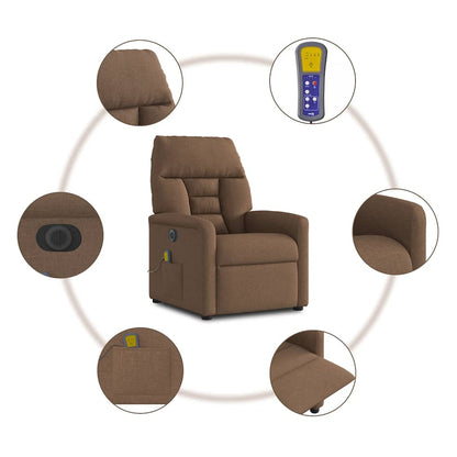 vidaXL Massagesessel Elektrisch Braun Stoff