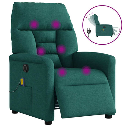 vidaXL Massagesessel Elektrisch Dunkelgrün Stoff