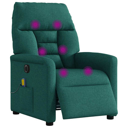 vidaXL Massagesessel Elektrisch Dunkelgrün Stoff