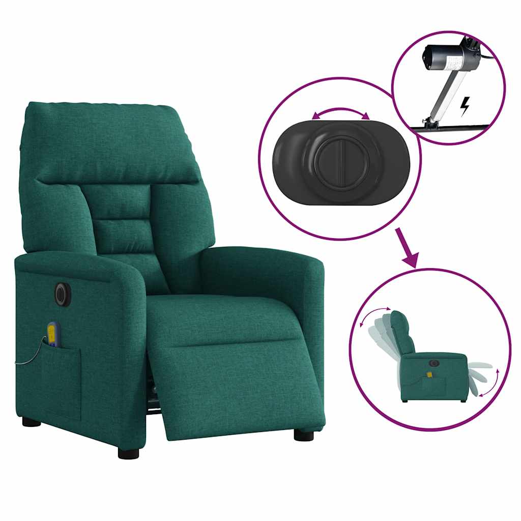 vidaXL Massagesessel Elektrisch Dunkelgrün Stoff