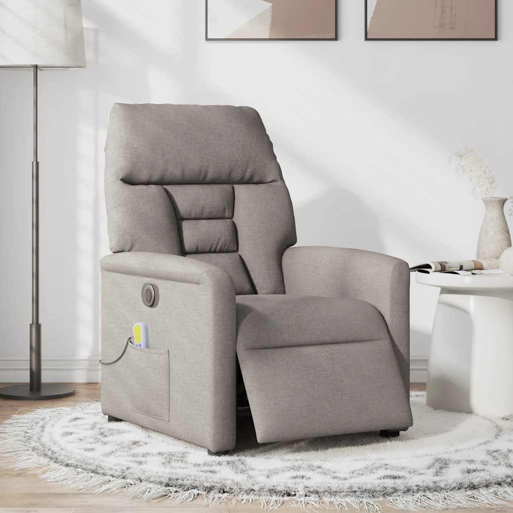 vidaXL Fauteuil de massage électrique en tissu taupe
