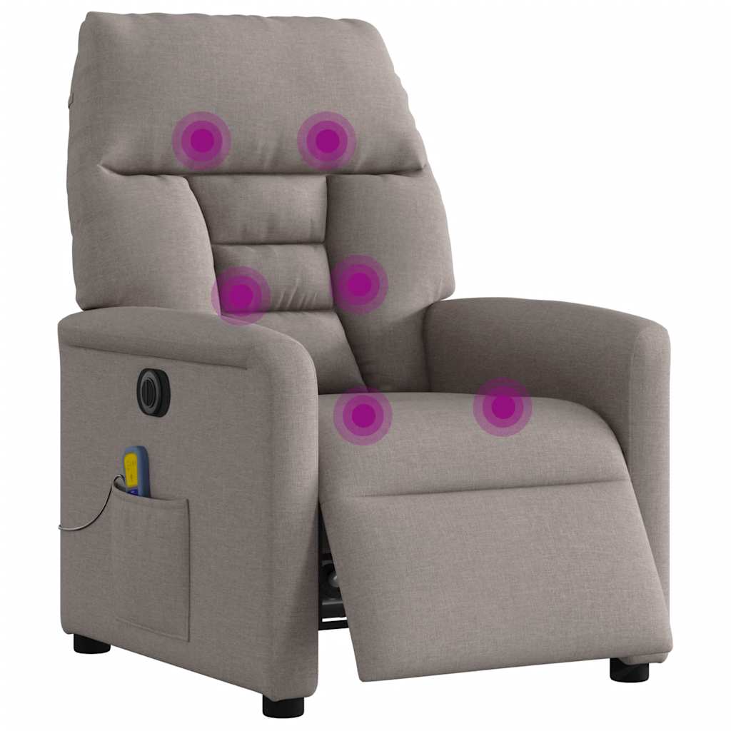 vidaXL Fauteuil de massage électrique en tissu taupe