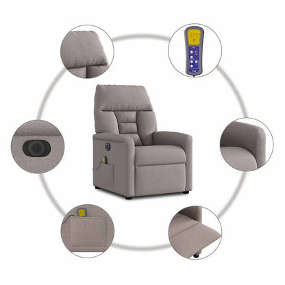 vidaXL Fauteuil de massage électrique en tissu taupe