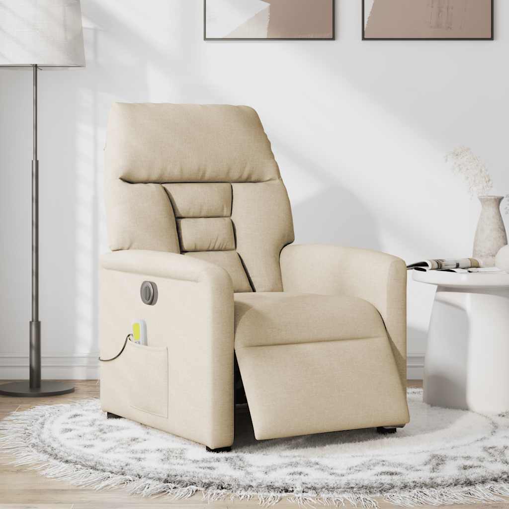 vidaXL Massagesessel Elektrisch Creme Stoff
