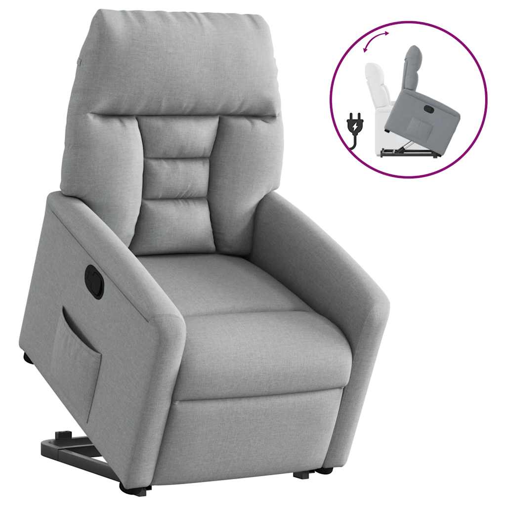 vidaXL Relaxsessel mit Aufstehhilfe Hellgrau Stoff