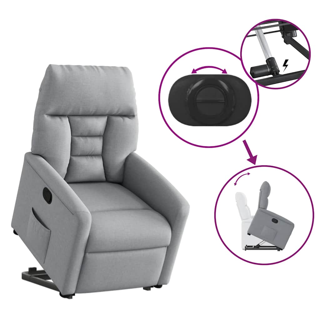 vidaXL Relaxsessel mit Aufstehhilfe Hellgrau Stoff