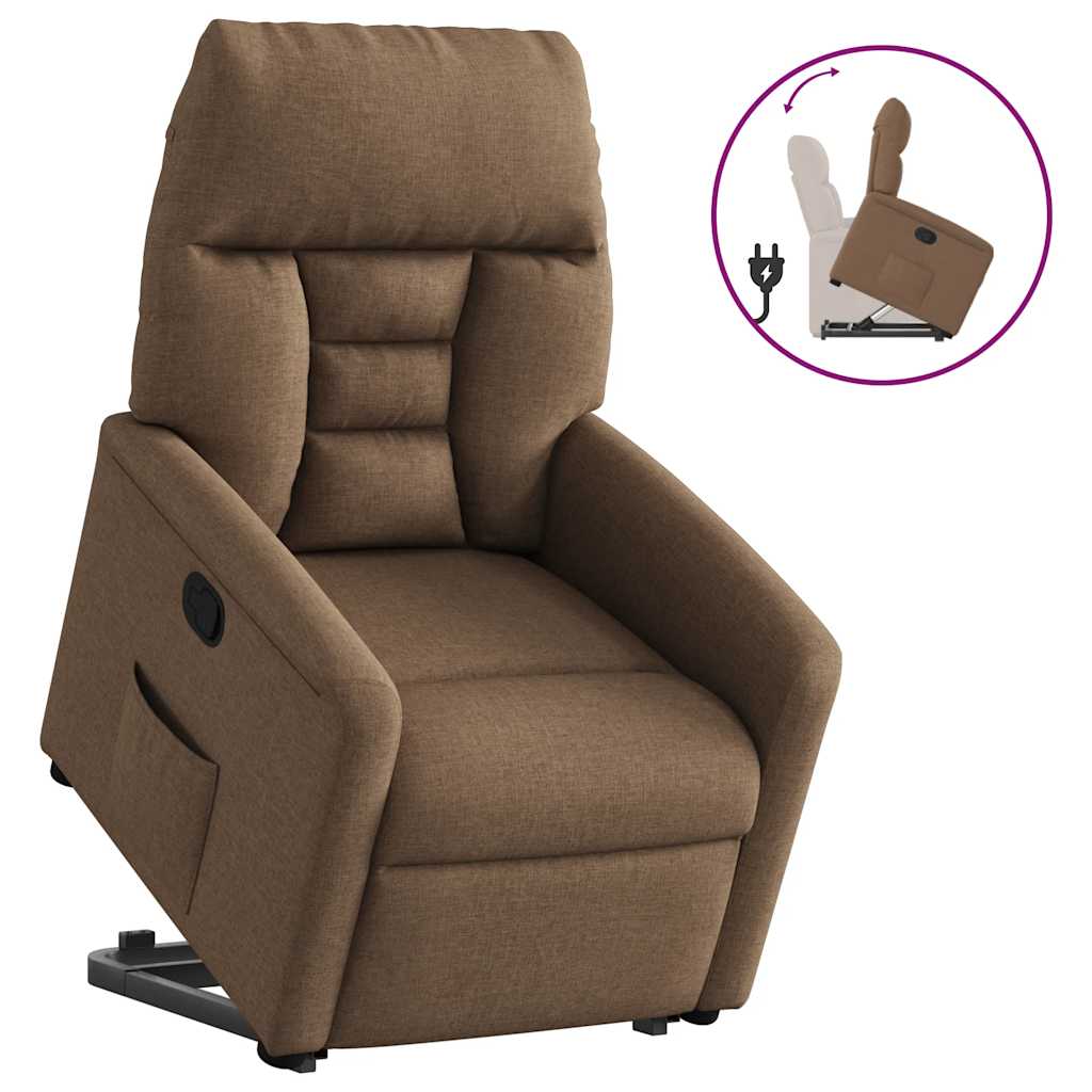 vidaXL Fauteuil relax releveur marron en tissu