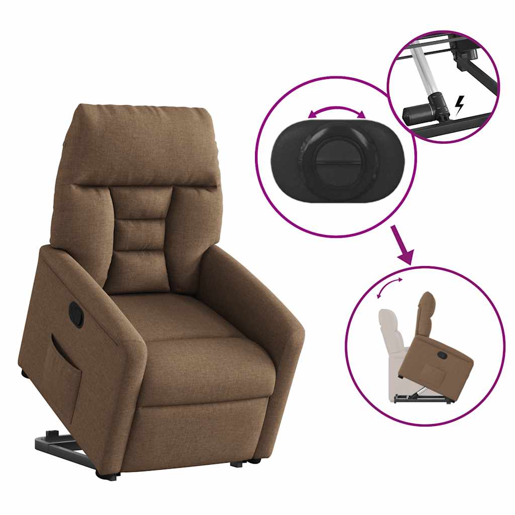 vidaXL Fauteuil relax releveur marron en tissu