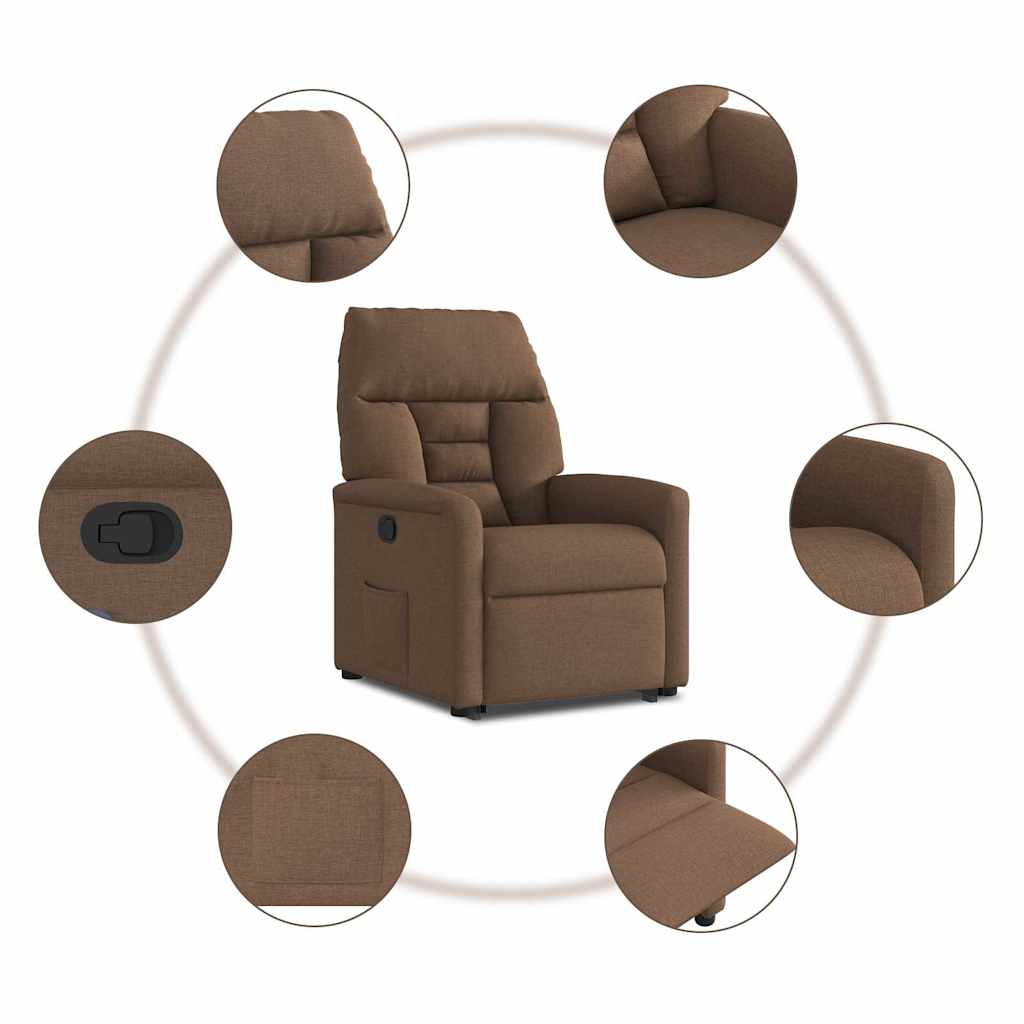vidaXL Fauteuil relax releveur marron en tissu