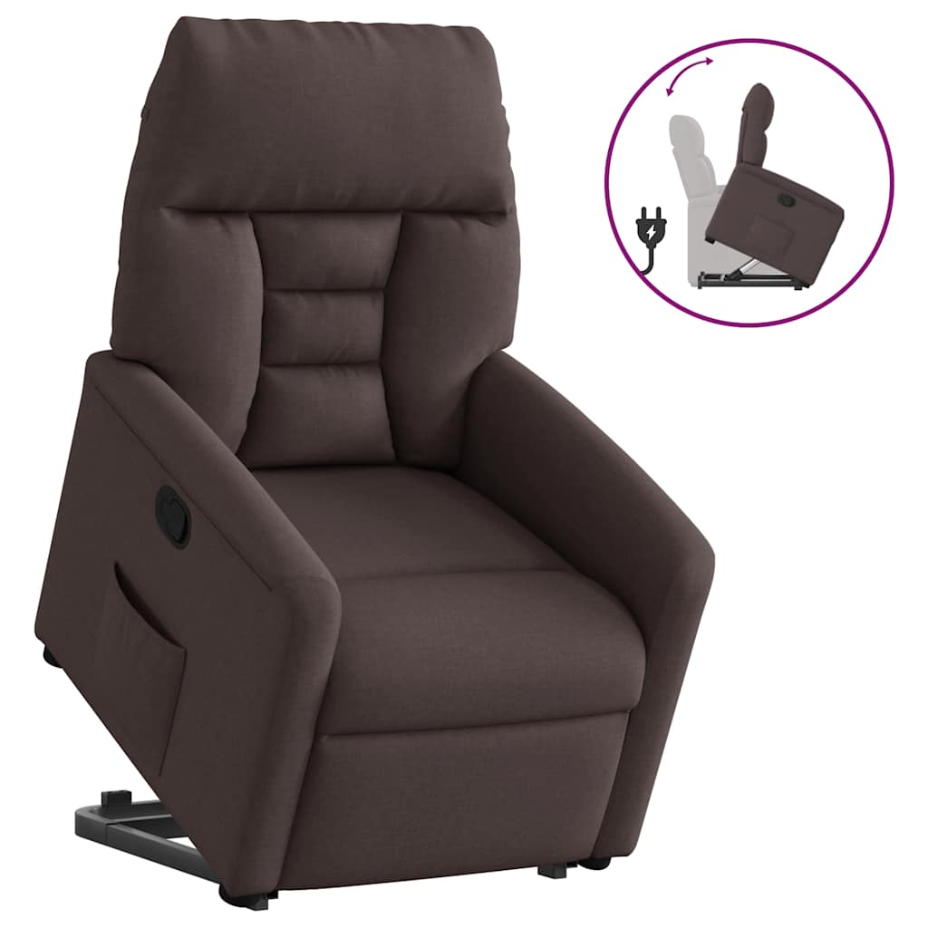 vidaXL Relaxsessel mit Aufstehhilfe Dunkelbraun Stoff