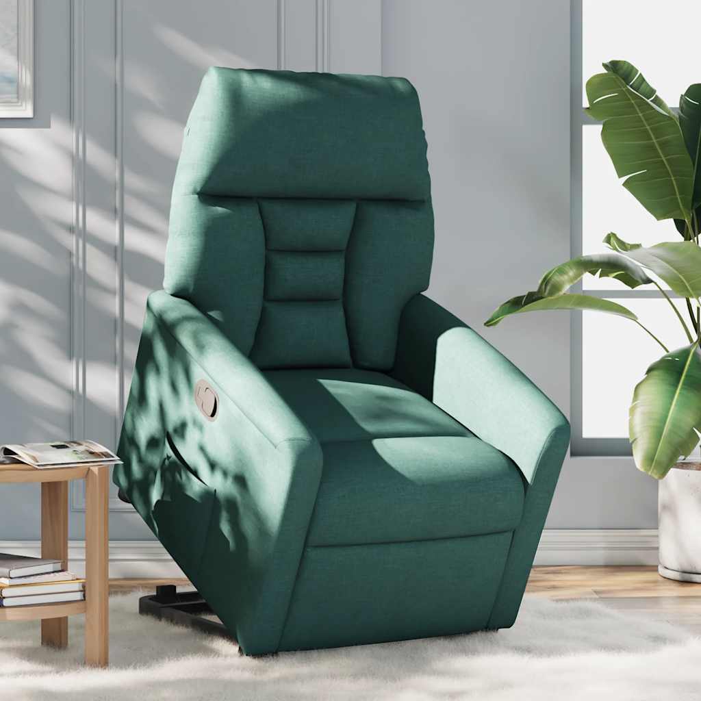 vidaXL Relaxsessel mit Aufstehhilfe Dunkelgrün Stoff