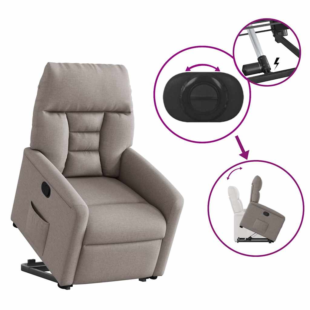 vidaXL Relaxsessel mit Aufstehhilfe Taupe Stoff