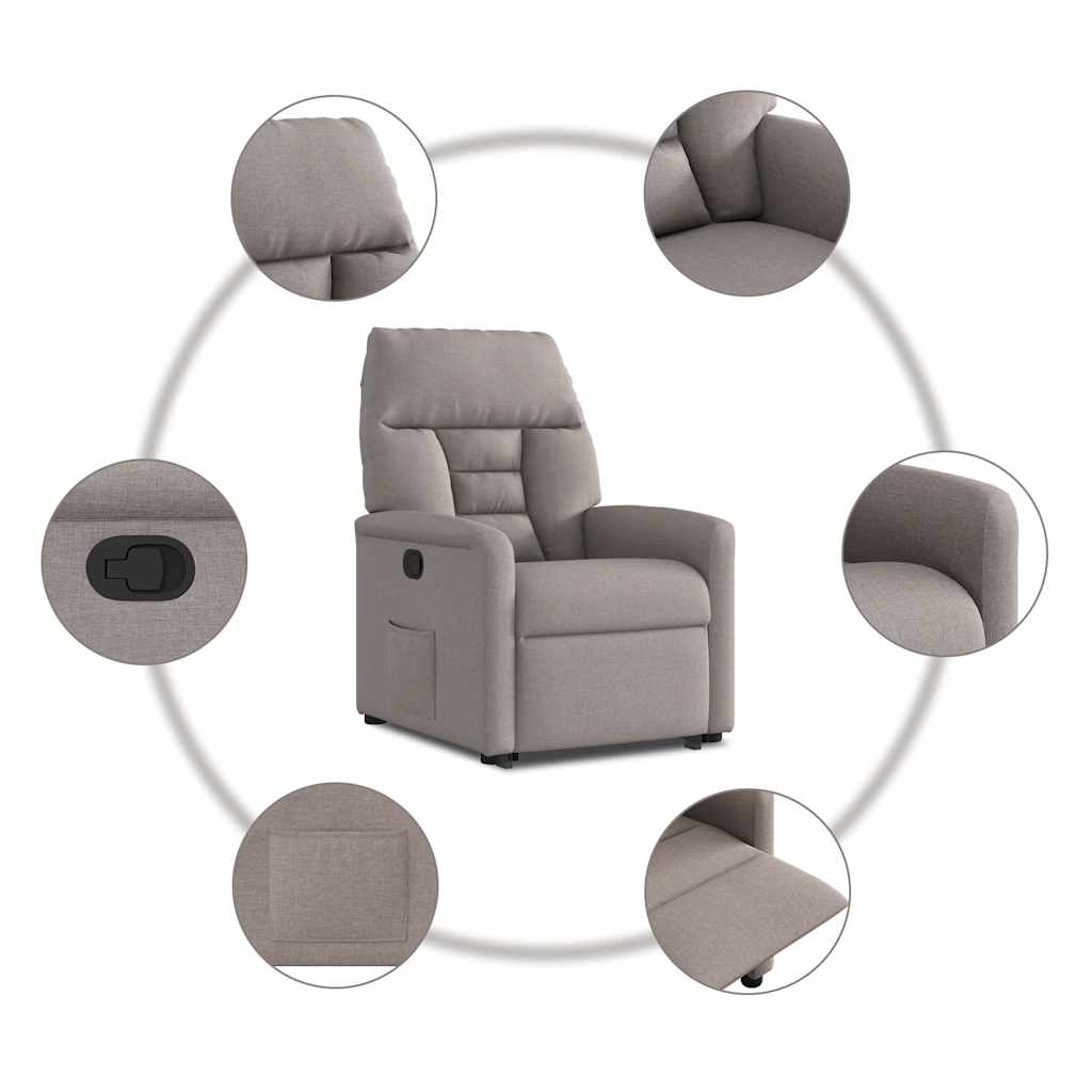 vidaXL Relaxsessel mit Aufstehhilfe Taupe Stoff
