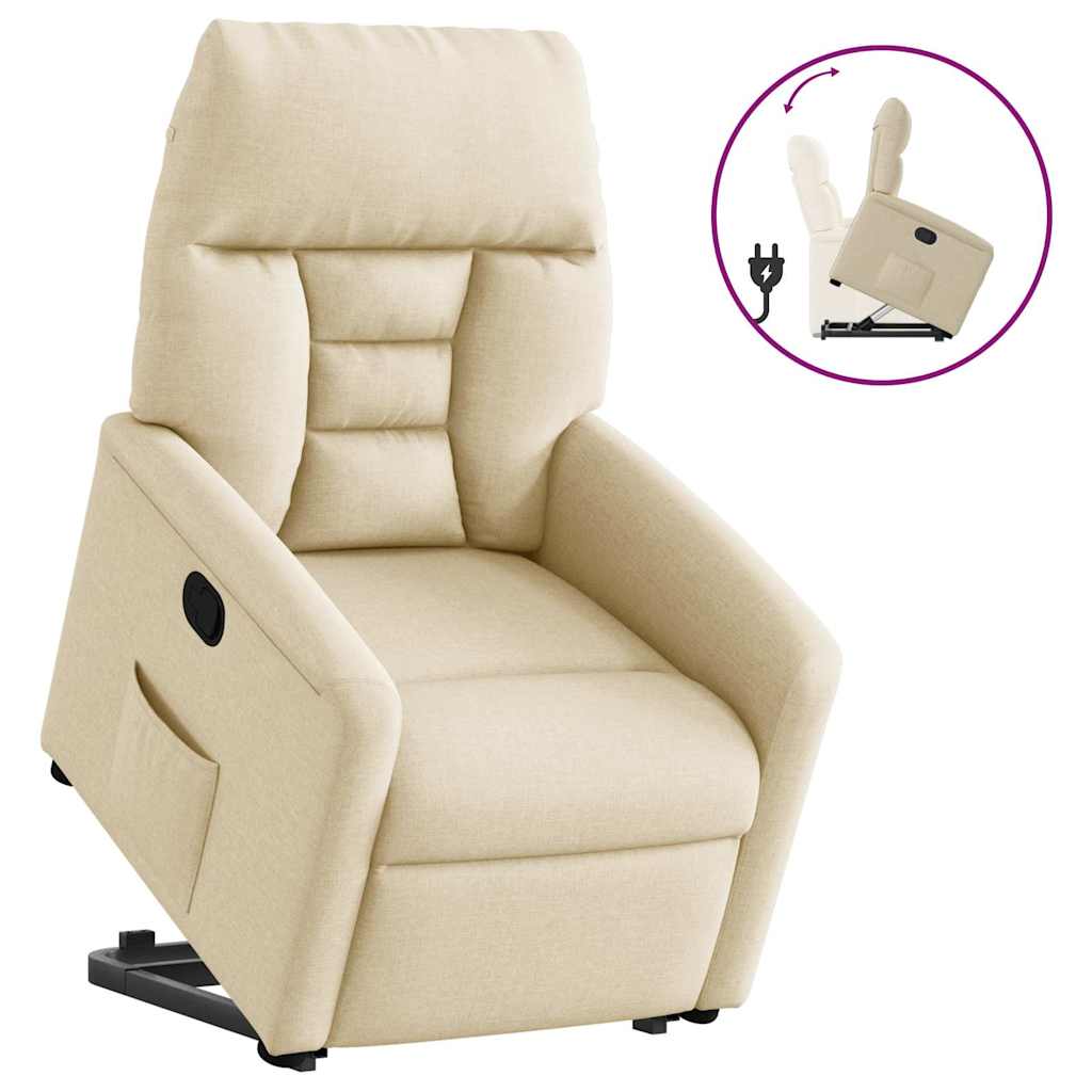 vidaXL Relaxsessel mit Aufstehhilfe Creme Stoff