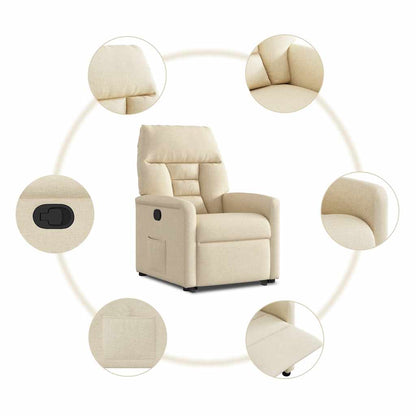 vidaXL Relaxsessel mit Aufstehhilfe Creme Stoff