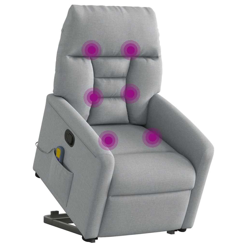 vidaXL Massagesessel mit Aufstehhilfe Hellgrau Stoff