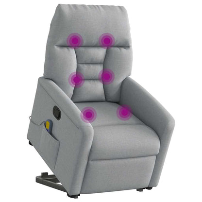 vidaXL Massagesessel mit Aufstehhilfe Hellgrau Stoff