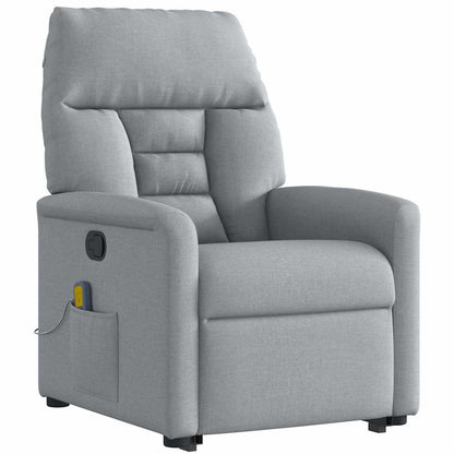 vidaXL Massagesessel mit Aufstehhilfe Hellgrau Stoff