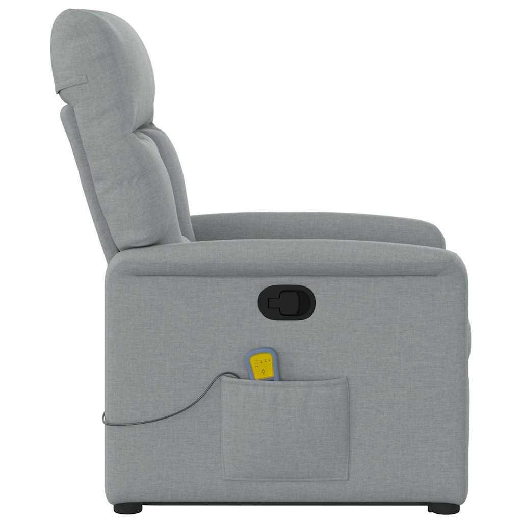 vidaXL Massagesessel mit Aufstehhilfe Hellgrau Stoff