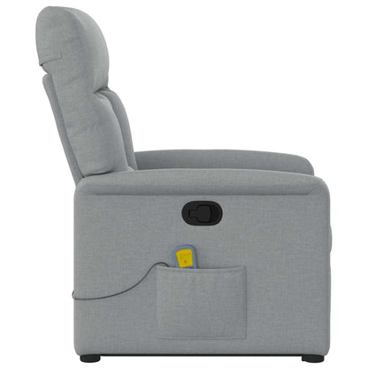 vidaXL Massagesessel mit Aufstehhilfe Hellgrau Stoff