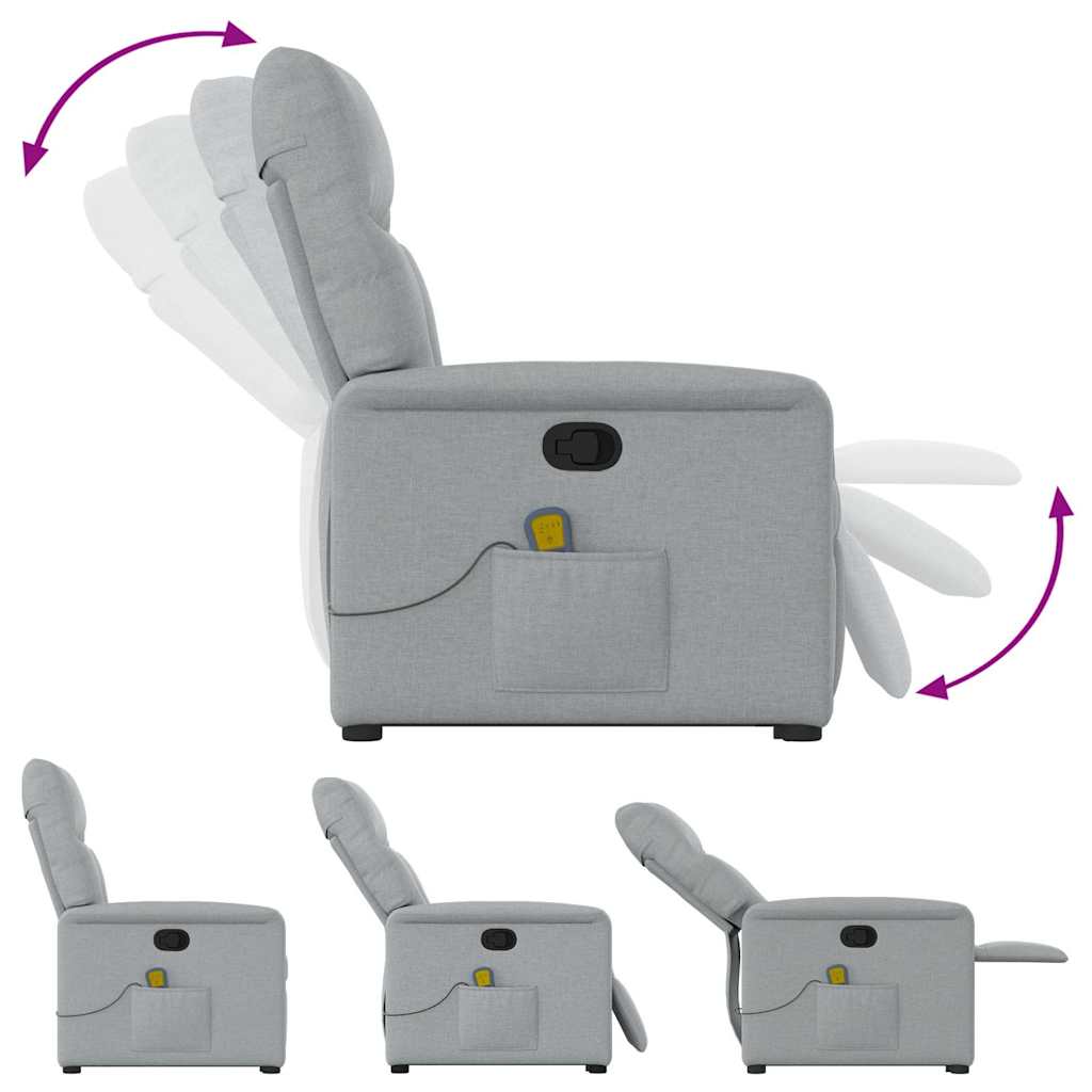 vidaXL Massagesessel mit Aufstehhilfe Hellgrau Stoff
