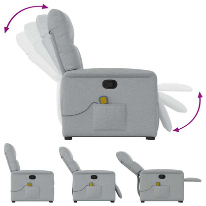 vidaXL Massagesessel mit Aufstehhilfe Hellgrau Stoff