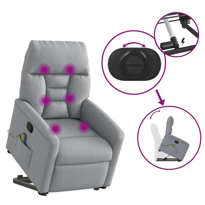 vidaXL Massagesessel mit Aufstehhilfe Hellgrau Stoff