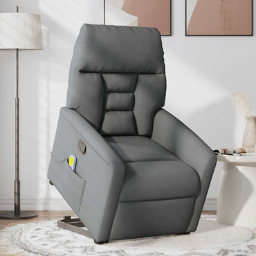 vidaXL Fauteuil de massage releveur gris foncé en tissu