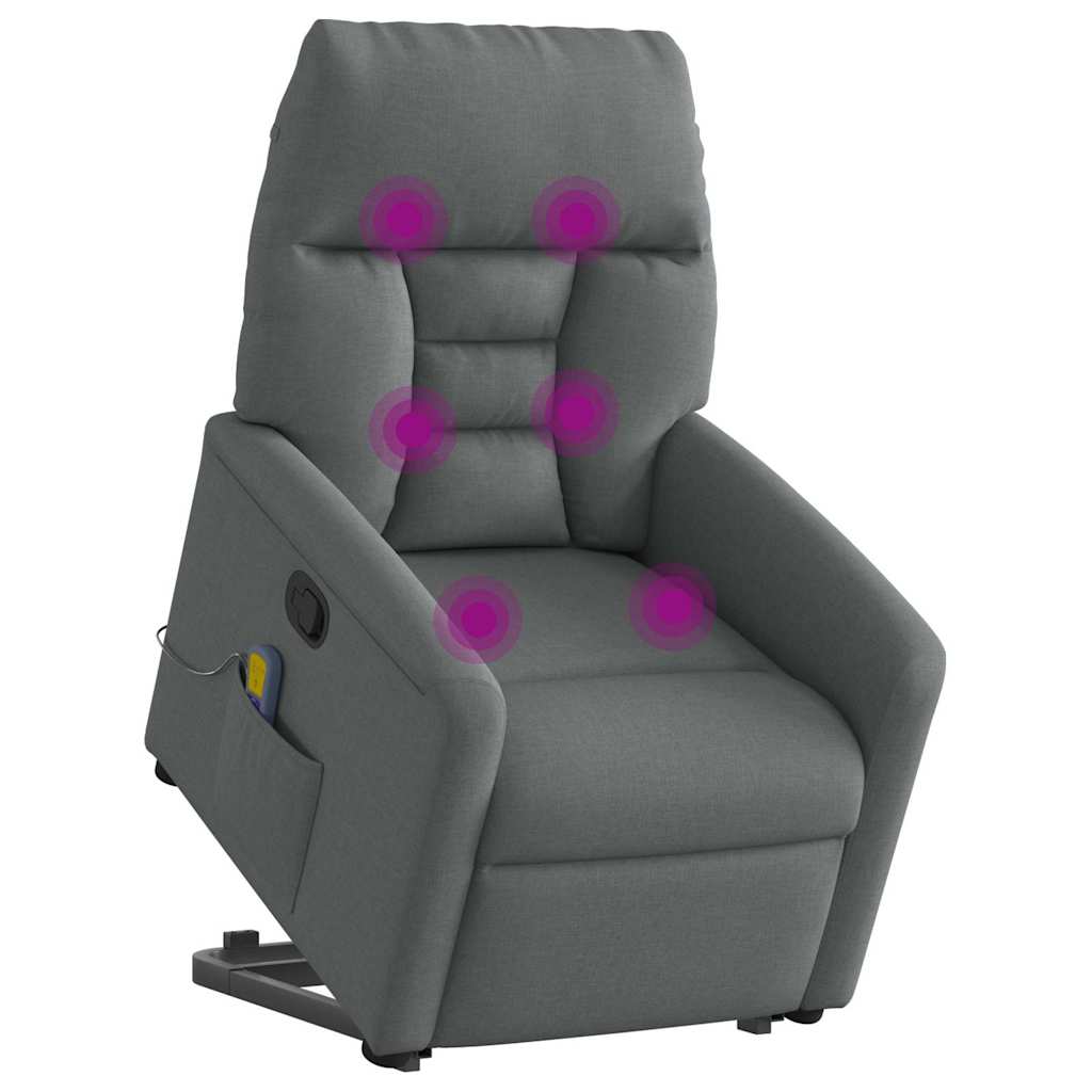 vidaXL Massagesessel mit Aufstehhilfe Dunkelgrau Stoff