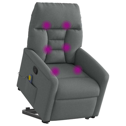 vidaXL Massagesessel mit Aufstehhilfe Dunkelgrau Stoff