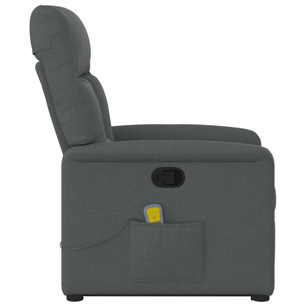 vidaXL Massagesessel mit Aufstehhilfe Dunkelgrau Stoff