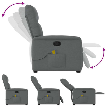 vidaXL Massagesessel mit Aufstehhilfe Dunkelgrau Stoff