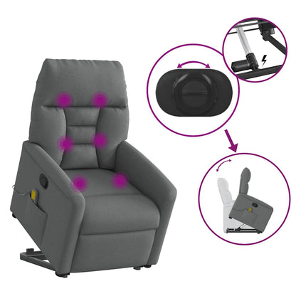 vidaXL Massagesessel mit Aufstehhilfe Dunkelgrau Stoff