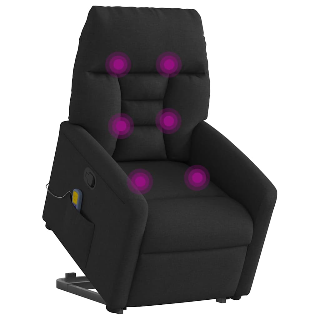 vidaXL Massagesessel mit Aufstehhilfe Schwarz Stoff