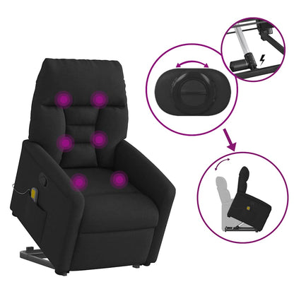 vidaXL Massagesessel mit Aufstehhilfe Schwarz Stoff