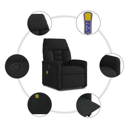 vidaXL Massagesessel mit Aufstehhilfe Schwarz Stoff