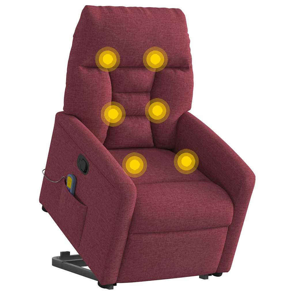 vidaXL Massagesessel mit Aufstehhilfe Weinrot Stoff